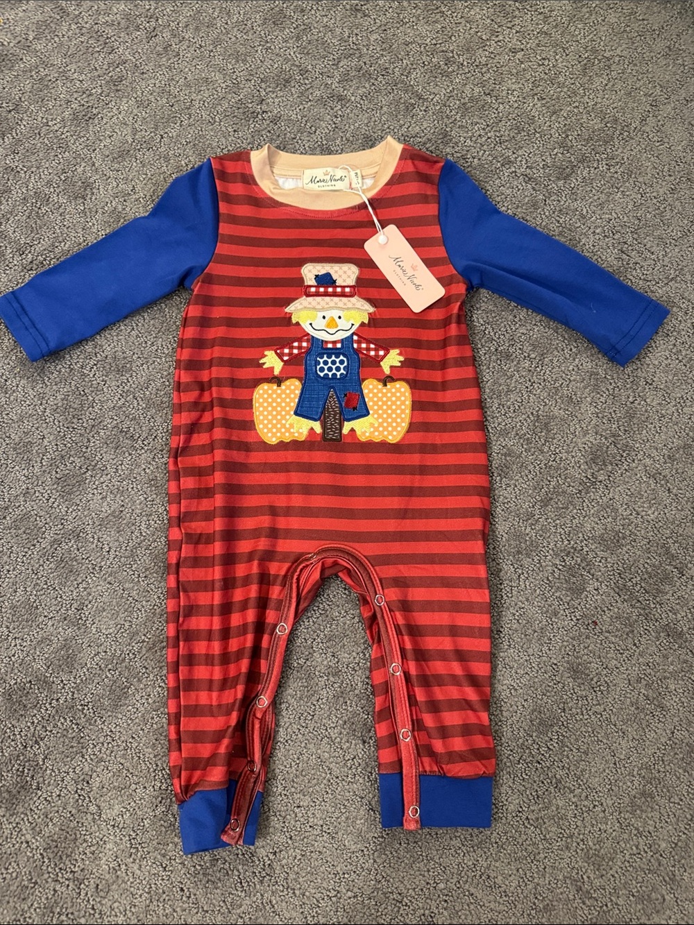 Red Stripe Scarecrow Footie One-Piece by Mud Pie